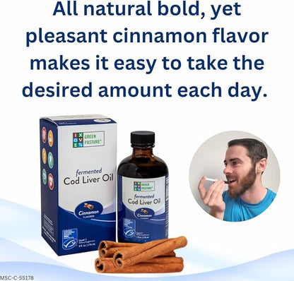 Green Pasture - Fermented Cod Liver Oil Liquid - 6 fl. oz. - Cinnamon