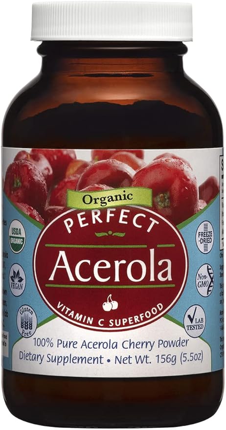 Perfect Supplements – Perfect Acerola Powder – 156 Grams – 100% Pure Acerola Cherry – All-Natural Vitamin C Superfood – Immune System Support