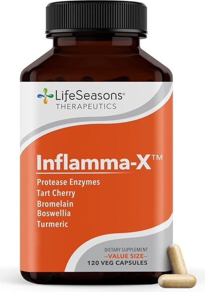 LifeSeasons Inflamma-X - Inflammation Support Supplement - Turmeric Boswellia & Bromelain - Soothes Aches & Chronic Discomfort - Reduces Swelling & Inflammatory Compounds - 120 Capsules