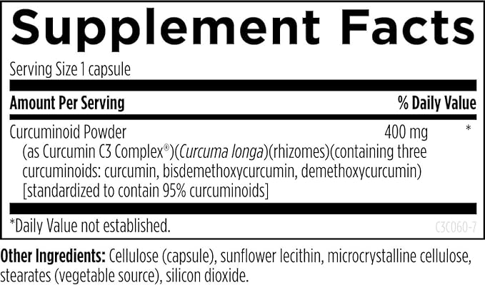 Designs for Health C3 Curcumin Complex - Highly Bioavailable Curcuminoid Turmeric Supplement, 400mg with 3 Bioactive Curcuminoids - Non-GMO, Gluten-Free + Vegetarian (60 Capsules)