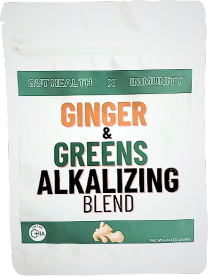 Let's Go Chia Ginger & Greens Alkalizing Blend, Organic Superfood Powder with Ginger, Spirulina, Chlorella and Super Greens, Gut Health, Ginger Powder, 25 Servings