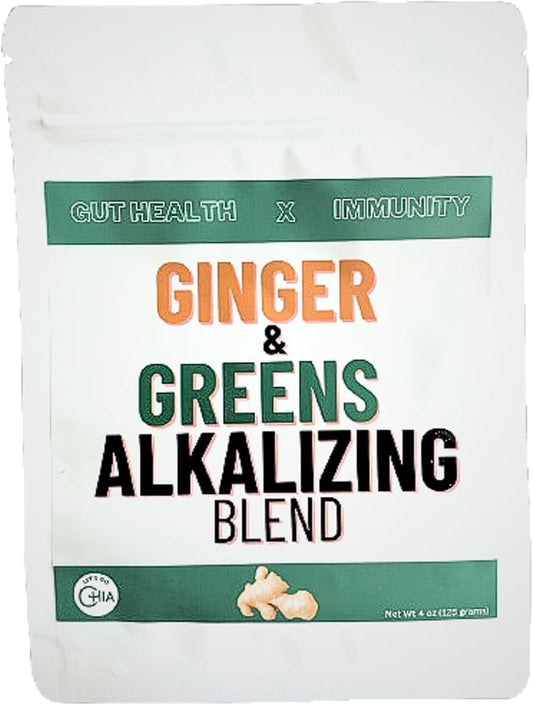 Let's Go Chia Ginger & Greens Alkalizing Blend, Organic Superfood Powder with Ginger, Spirulina, Chlorella and Super Greens, Gut Health, Ginger Powder, 25 Servings
