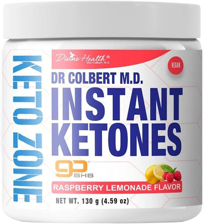 Divine Health Instant Ketones Powder | Raspberry Lemonade | GoBHB Exogenous Ketone Salts | 4.59oz