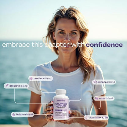 Complete Menopause Supplement for Women – Supports Hormone Balance, Hot Flashes, Night Sweats & Mood – with DIM, Black Cohosh, Dong Quai, Chasteberry, Pre & Probiotics – 90 Capsules – Made in USA