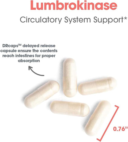 Allergy Research Group Lumbrokinase Supplement - Circulatory System Support, Supports Blood Circulation Already in The Normal Range - 30 Delayed Release Vegetarian Capsules