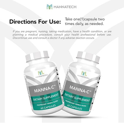 Nasal and Sinus Support with Immune Defense – Promotes Clear Breathing and Respiratory Health, Vitamin C & Glycans Blend for Daily Wellness – Manna-C 60 Capsules, Proprietary Plant-Based Formula