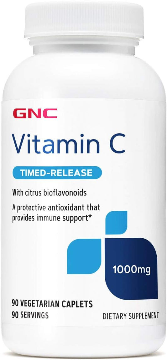 GNC Vitamin C 1000mg, 90 Caplets, Provides Immune Support