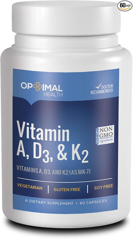 Vitamin ADK Supplement with Vitamins A, 5000IU Vitamin D3, and 500mcg Vitamin K2 (as MK-7) | Immune, Heart, & Bone Support | Non GMO | Gluten & Soy Free