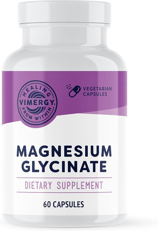 Vimergy Magnesium Glycinate – Stress Support – Chelated to Avoid Tummy Upset*– Promotes Heart Health & Energy*– Kosher, Vegan Gluten-Free – 60 Caps