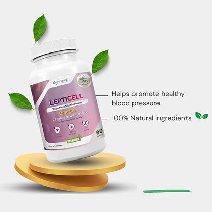 LeptiCell Advanced Wellness Supplement – Enhances Skin Elasticity, Supports Healthy Blood Pressure – with Damiana, Dong Quai, Omega-7s – Antioxidant-Rich Formula for Youthful Skin – 60 Capsules