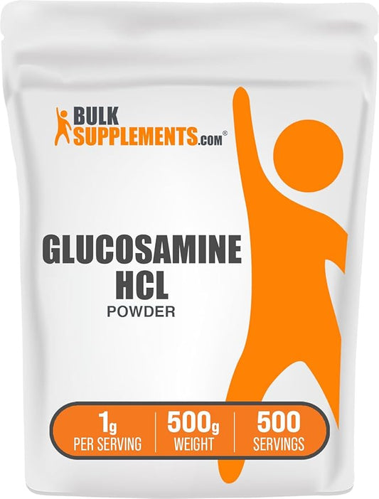BulkSupplements.com Glucosamine HCl Powder - Glucosamine 1000mg, Glucosamine Supplement, Glucosamine Powder - Gluten Free, 1000mg per Serving, 500g (1.1 lbs) (Pack of 1)
