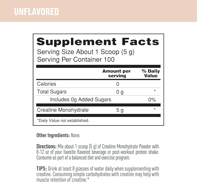Isopure 100% Pure Creatine Monohydrate Powder, Sugar Free, Unflavored, 5g Creatine Monohydrate Per Serving, 1.1 Lbs, 100 Servings (Packaging May Vary)