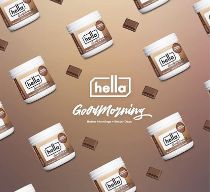 Hella Goodmorning Protein & Collagen Powder Supplement, Vitamins Minerals Electrolytes for Focus, Clarity and Energy - 80 Mg Organic Caffeine- Morning Wake Up Blend Swiss Chocolate Flavor 20 Servings