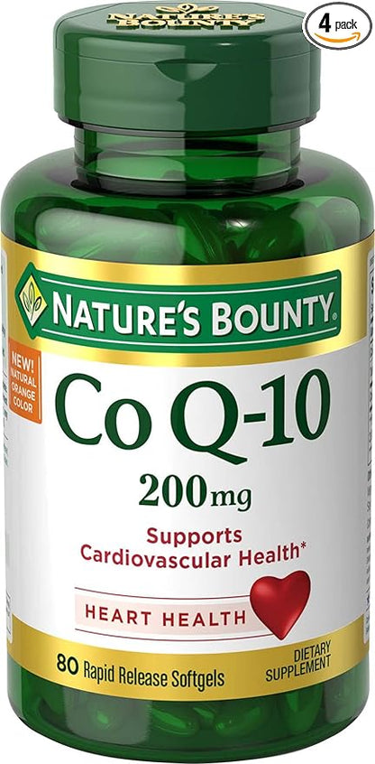 Nature's Bounty Co Q-10 200 mg Rapid Release Softgels Supports Cadiovascular Health 80 Ea (Pack of 4)