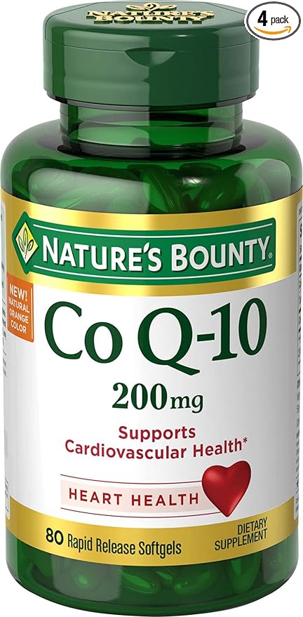 Nature's Bounty Co Q-10 200 mg Rapid Release Softgels Supports Cadiovascular Health 80 Ea (Pack of 4)
