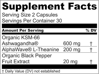 Live Conscious KSM-66 Ashwagandha Supplement w/L Theanine & AlphaWave - ZenWell Everyday Stress Relief, Cognitive, Brain Health - Ashwagandha for Men & Women - 60 Capsules