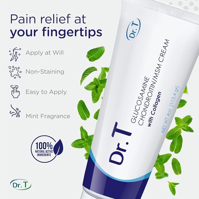 Dr. T Glucosamine Chondroitin Cream with MSM and Collagen - Premium Natural Formula to Help Alleviate Joint and Muscle discomfort; Supports Joint Strength and Flexibility. 113.4g / 4 oz. (1)