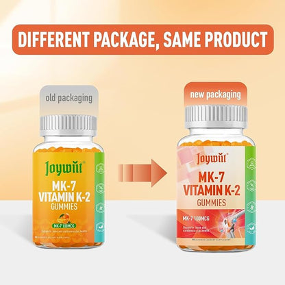 Vitamin K2 MK-7 Gummies 100mcg, Extra Strength K2 Vitamin Supplement for Bone & He-Art Support, Chewable Natural Orange Flavor, Non GMO, Vegan, 120 Gummies