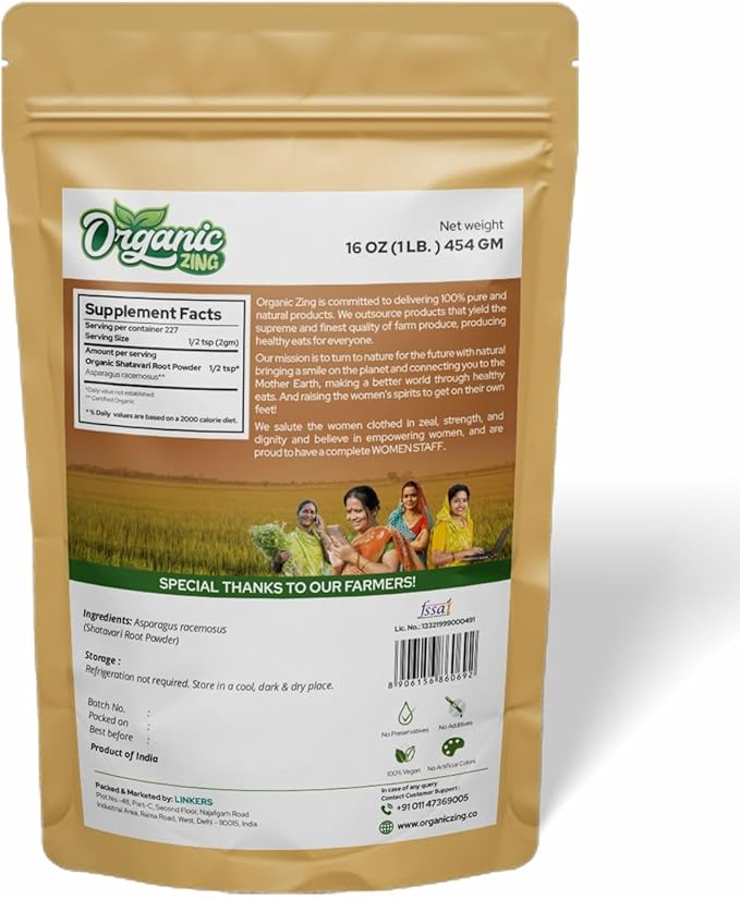 Empower Your Well-Being: Shatavari Powder Pure and Natural Ayurvedic Herbal Supplement, Dedicated to Nurturing Women's Health - 16 oz (Pack of 2)