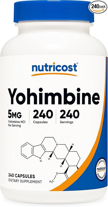 Nutricost Yohimbine HCl 5mg, 240 Capsules (2 Bottles) - Extra Strength - Gluten Free & Non-GMO