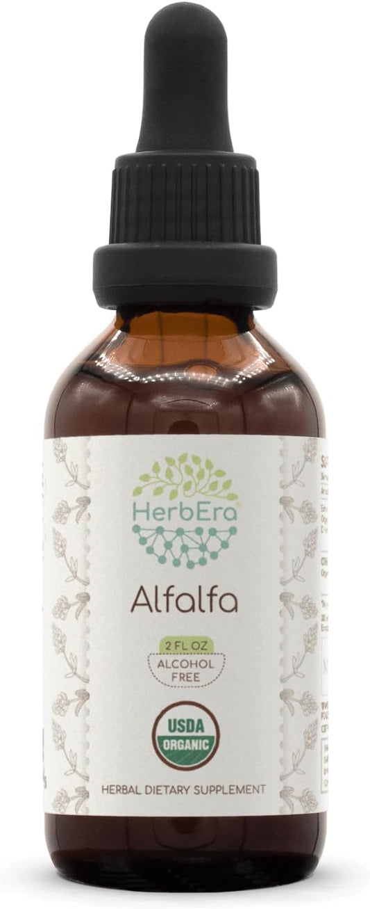 Alfalfa B60 USDA Organic Tincture | Alcohol-Free Extract, High-Potency Herbal Drops | Certified Organic Alfalfa Dried Leaf (2 oz)