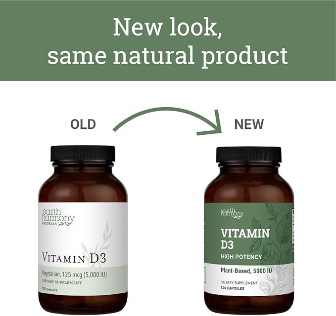 Vegan Vitamin D3 5000 iu Supplement - Pure, High Potency Supplements for Immune Health & Strong Bones Support - Vitamin D 5000 iu - 120 Capsules, 4-Month Supply