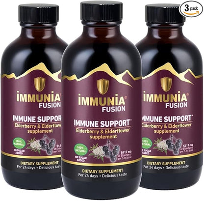 Immunia Fusion - Enhance Your Immune Support. A Powerful Formula Made with elderberries, elderflowers, and Blue Fruits Rich in polyphenols. A Concentrated antioxidant Formula. (3-Pack)