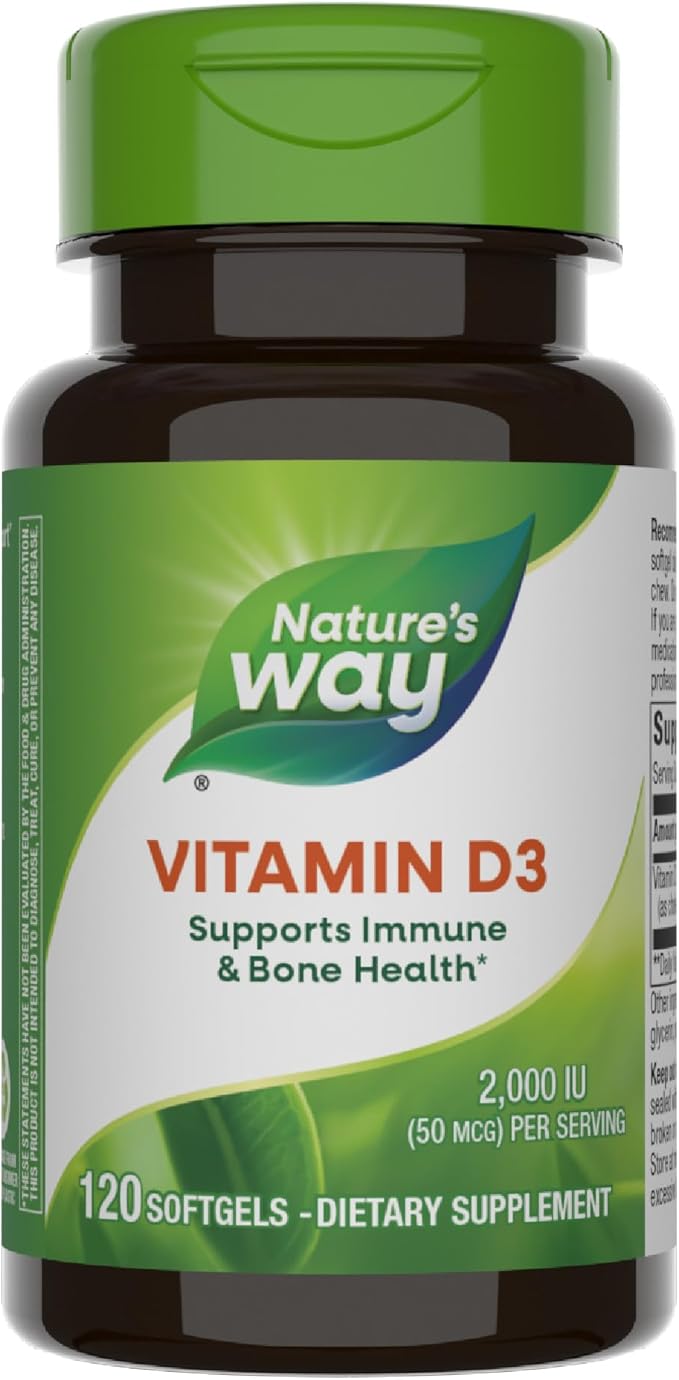 Nature's Way Vitamin D3 Extra Strength(1), Bone Health and Immune Function*, 2000 IU (50 mcg per Serving), 120 Softgels
