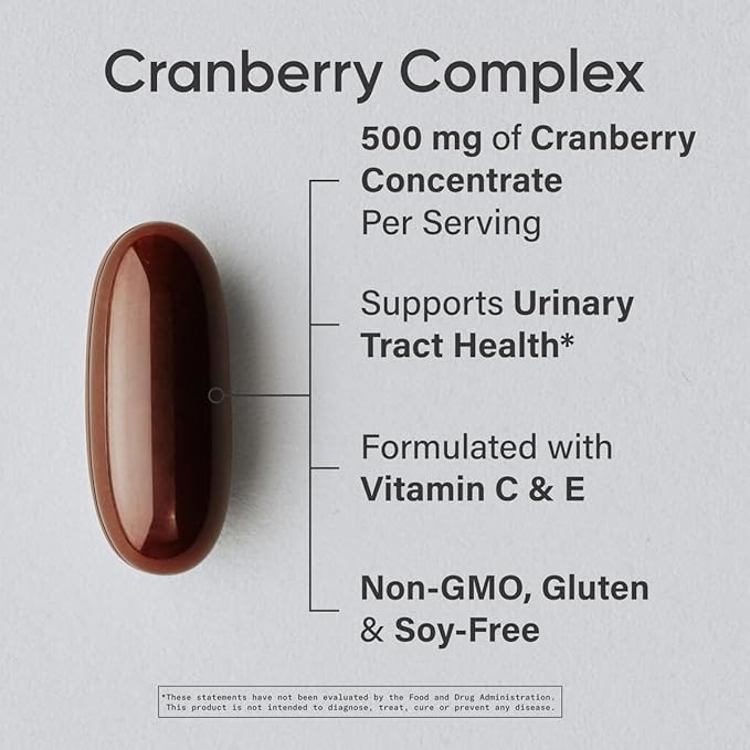 Sports Research Cranberry Fruit Complex Supplement - Softgels for Urinary Tract Health Support - Equal to 25,000mg of Cranberries, Made with Pacran & Vitamins C & E - Non-GMO & Gluten Free - 90 Count