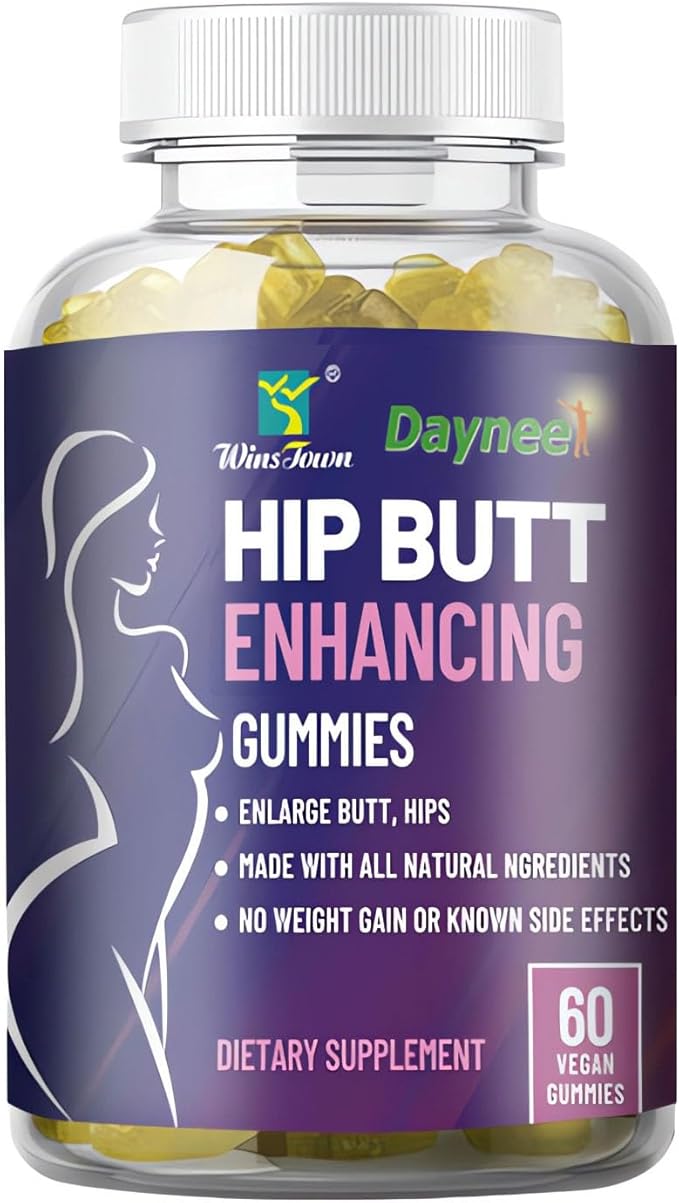 Hip Butt Enhancement Gummies, Booty Multivitamins Supplements for Firm and Lift Bigger Butt for Women, 60 Count