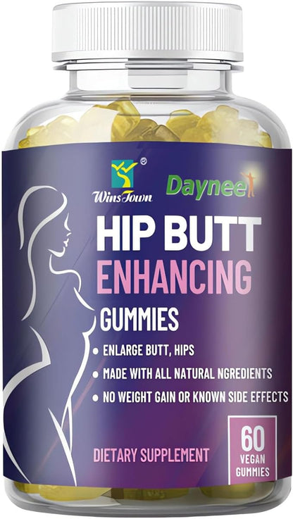 Hip Butt Enhancement Gummies, Booty Multivitamins Supplements for Firm and Lift Bigger Butt for Women, 60 Count