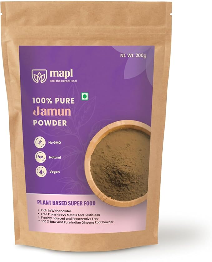 MAPL Jamun Powder 200g – 100% Pure, Natural Jamun Fruit Powder, Ideal for Cooking, Baking, Smoothies, and Recipes. versatile ingredient for a variety of culinary uses (7.5 oz)