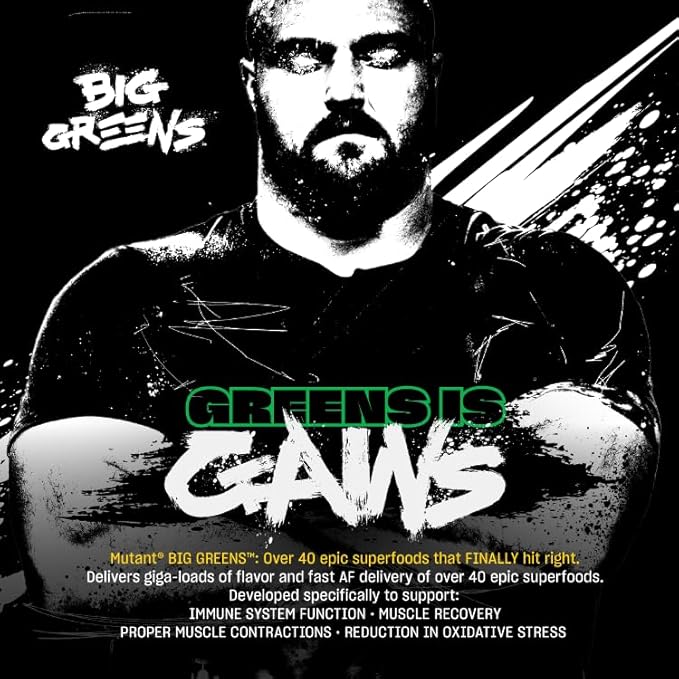 Mutant Big Greens | Green Supplement | Over 40 superfoods Land & Sea Greens – Reds, Antioxidants, phytonutrients, 1000mg spirulina – Pre & Probiotic Blend | 30 Serving – Just Chocolate