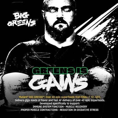 Mutant Big Greens | Green Supplement | Over 40 superfoods Land & Sea Greens – Reds, Antioxidants, phytonutrients, 1000mg spirulina – Pre & Probiotic Blend | 30 Serving – Just Chocolate