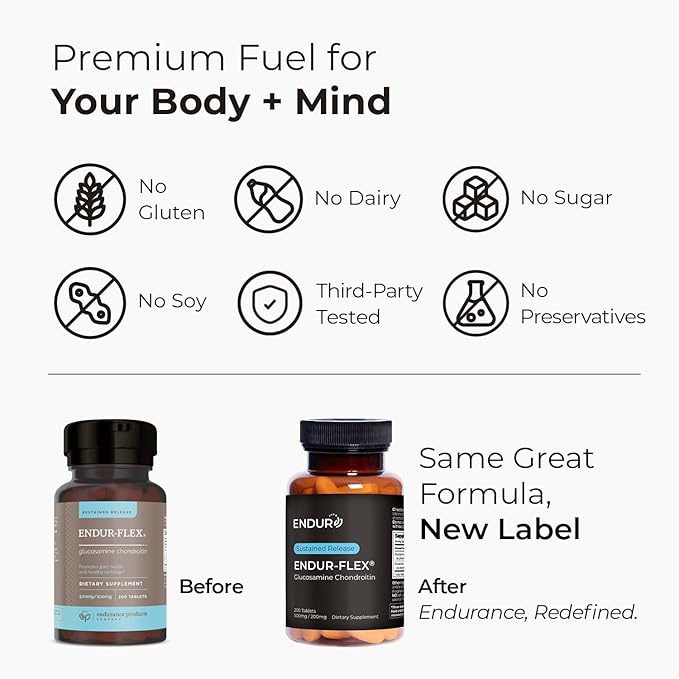 EPC ENDURANCE PRODUCTS COMPANY ENDUR-Flex Sustained Release - 500mg Glucosamine & 200mg Chondroitin - 200 Tablets - Antioxidant - Supplement for Back, Knees, Hands
