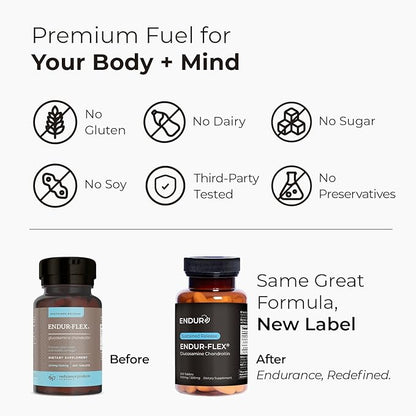 EPC ENDURANCE PRODUCTS COMPANY ENDUR-Flex Sustained Release - 500mg Glucosamine & 200mg Chondroitin - 200 Tablets - Antioxidant - Supplement for Back, Knees, Hands