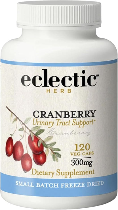 Eclectic Herb - Premium Freeze Dried Cranberry Capsules | Urinary Tract Support | Cranberry Supplement for Urinary Tract Health | Organic, Non-GMO, Vegan (120 CT | 300 mg)