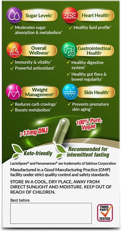 LABO Nutrition Mulbiotic Capsule, Organic Mulberry Leaf Extract + LactoSpore Probiotic & Fenumannan Prebiotic, for Healthy Carb Cravings Support, Vegetarian, Non-GMO