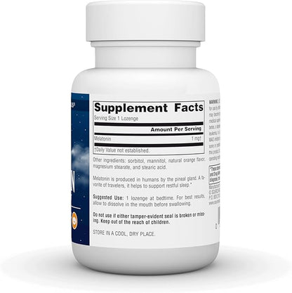 Source Naturals Sleep Science Melatonin, Non GMO Project Verified Melatonin Dietary Supplement, 1mg 100 Orange Flavored Lozenges