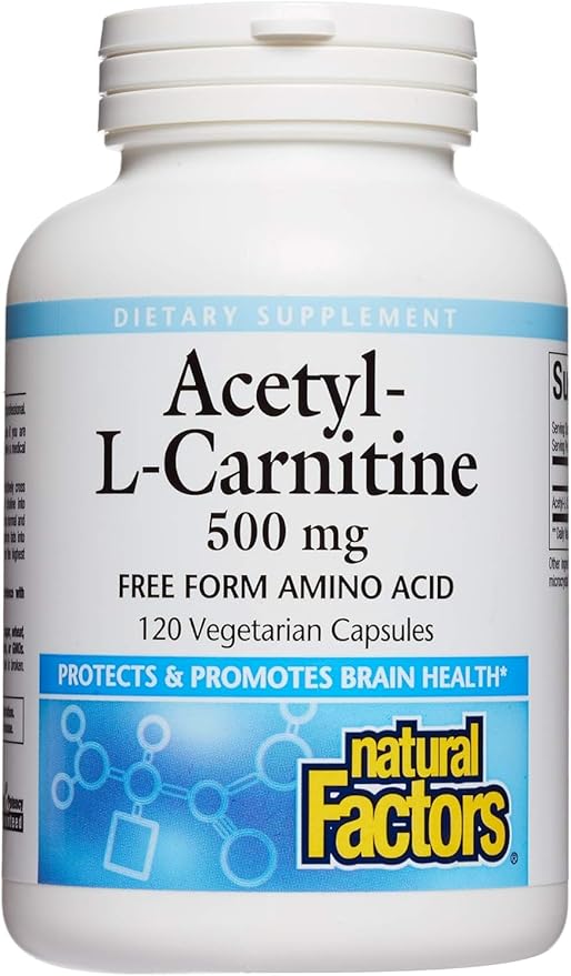 Natural Factors, Acetyl L-Carnitine 500 mg, Promotes a Healthy Memory, Concentration and Brain Function, 120 capsules (60 servings)