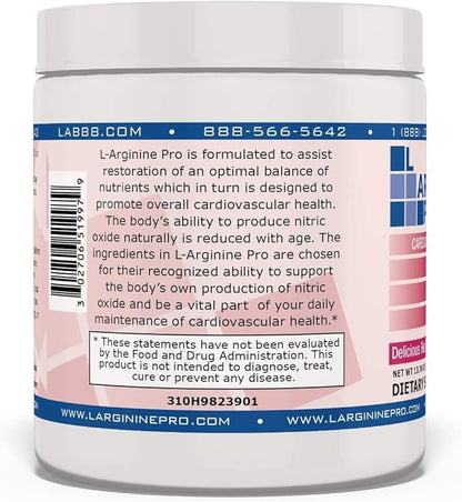L-ARGININE PRO | 5,500mg L-Arginine Plus L-Citrulline 1,100mg Raspberry Powder Drink Mix Supplement for Increased Nitric Oxide Production