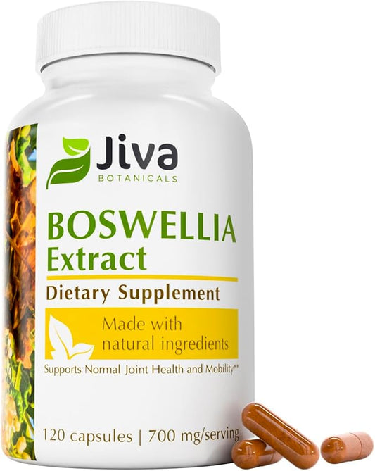 Jiva Botanicals Boswellia Extract Capsules 700mg per Serving - Boswellia Serrata Extract Supplement & Black Pepper - Joint Support Supplement for Normal Joint Health - Made in The USA - 120 Capsules