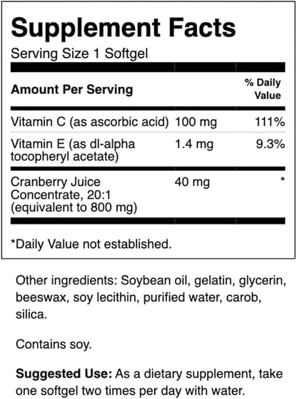Swanson Cranberry - Supports Urinary Tract Health, Bladder Control & Promotes Healthy Kidney Function - Supplement Made with 20:1 Cranberry Juice Concentrate - (180 Softgels)