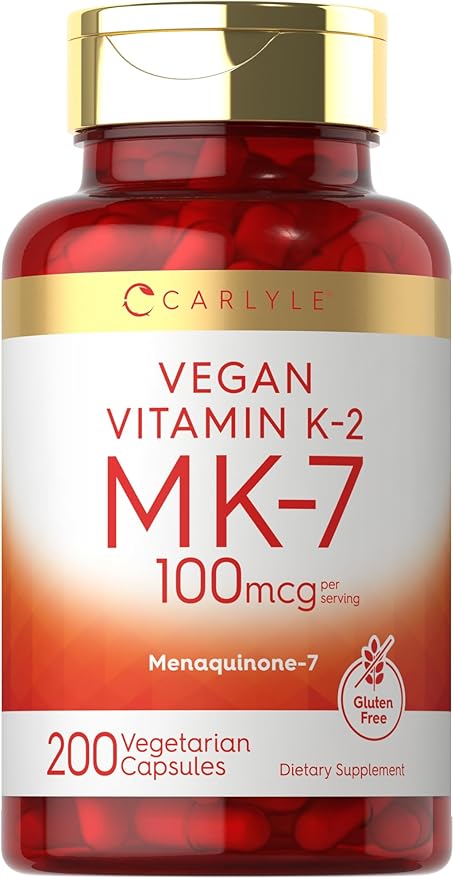 Carlyle Vitamin K2 MK7 Supplement | 100 mcg | 200 Vegan Capsules | Menaquinone-7 | Non-GMO, Gluten Free