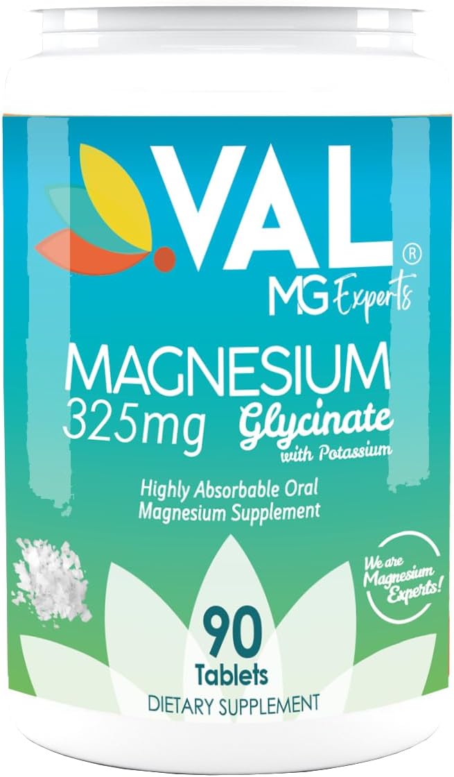 VAL MG Experts Magnesium Glycinate Plus B6 & Potassium - Stress Relief - 90 Tablets