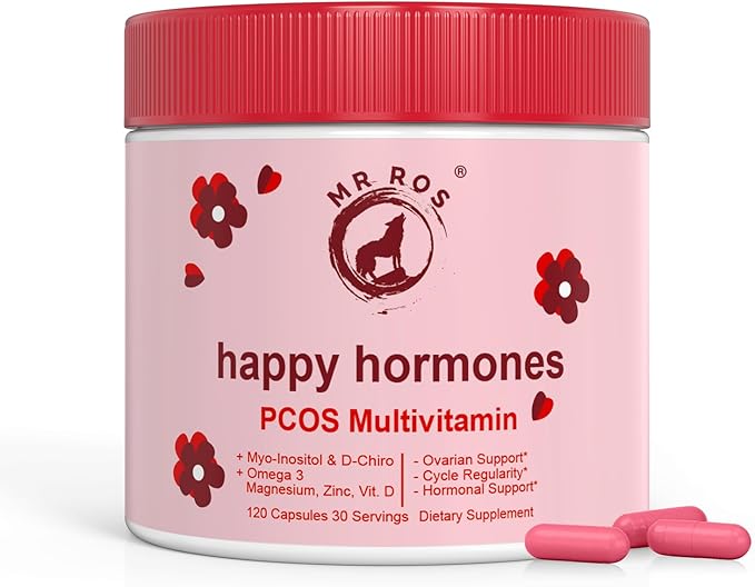Happy Hormones PCOS Multivitamin Capsules - Myo-Inositol and D-Chiro Inositol Supplement - Omega-3 and Vitamin D3 Supplement Capsules - 40:1 Ratio, 120 Easy Swallow Caps