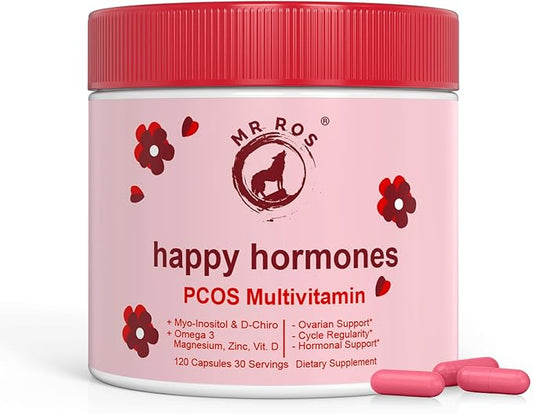 Happy Hormones PCOS Multivitamin Capsules - Myo-Inositol and D-Chiro Inositol Supplement - Omega-3 and Vitamin D3 Supplement Capsules - 40:1 Ratio, 120 Easy Swallow Caps