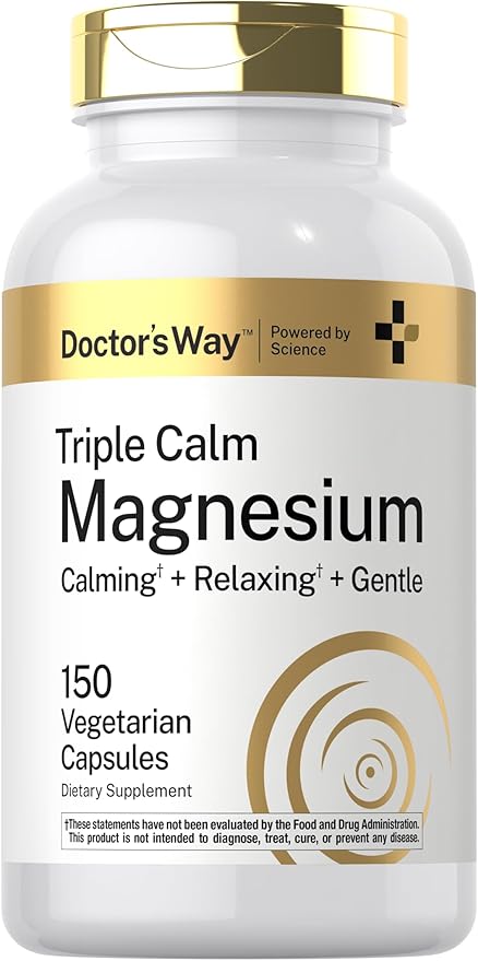 Doctor's Way Triple Magnesium Complex | 150 Capsules | Citrate, Glycinate, & Malate Supplement | Vegetarian, Non-GMO, Gluten Free Formula