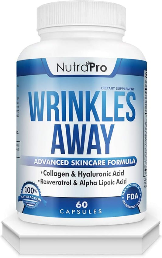 NutraPro Anti Wrinkle and Ageless Skin Vitamins - Dermal Repair Complex for Skin Repair with Collagen & Resveratrol & Alpha - Lipoic Acid & Hyaluronic Acid Supplement to Renew Skin