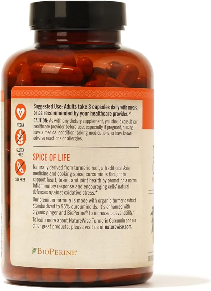 NatureWise Curcumin Turmeric 2250mg - 95% Curcuminoids & BioPerine Black Pepper Extract for Advanced Absorption - Daily Joint and Immune Health Support - Vegan, Non-GMO, 180 Count[60-Day Supply]